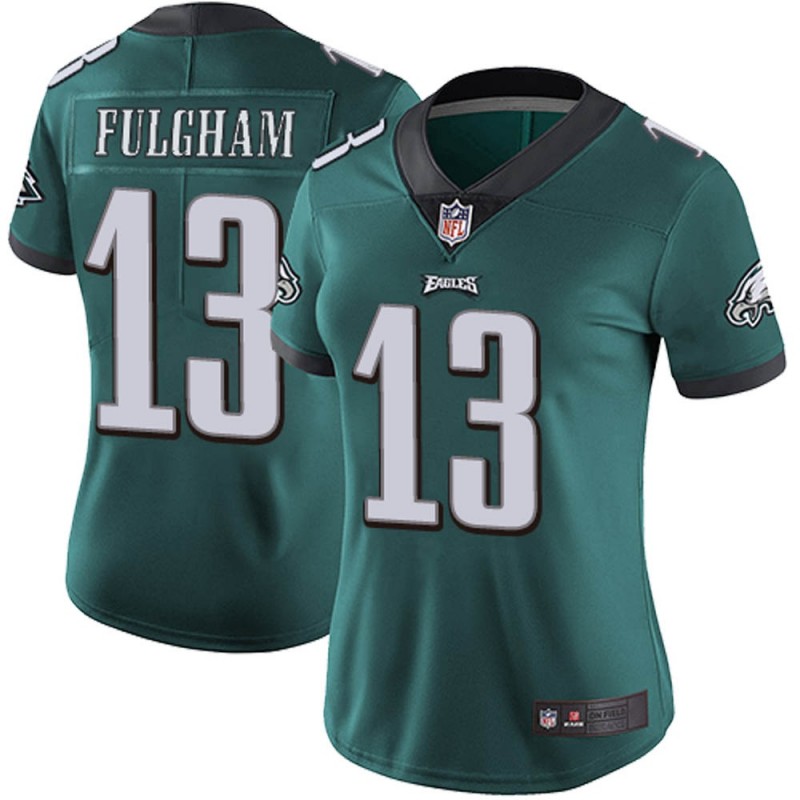 Women's Philadelphia Eagles #13 Travis Fulgham Green Vapor Untouchable Limited Stitched NFL Jersey(Run Small)